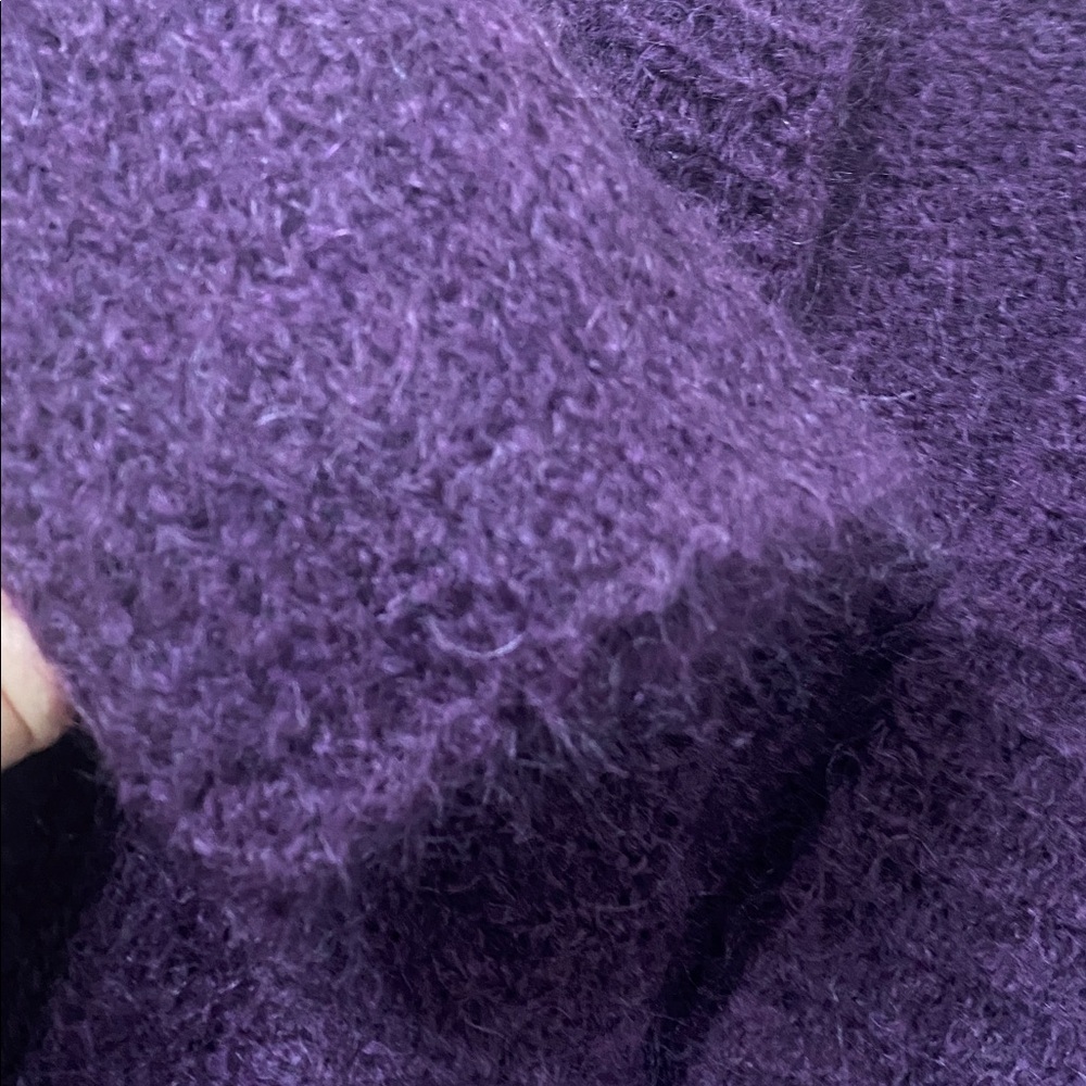 Eileen Fisher Draped Open Front Mohair Wool Cardigan Sweater plum color size XL - Picture 7 of 7